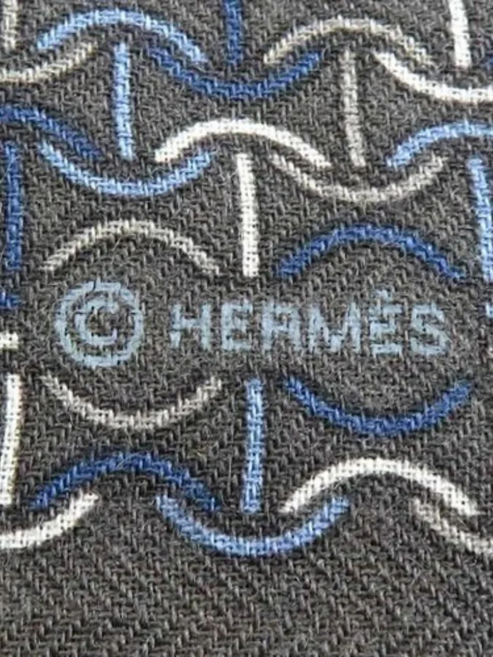 Auth HERMES Stole Shawl Scarf Charcoal Gray/Blue Cashmere/Silk - e61198a - Picture 7 of 8